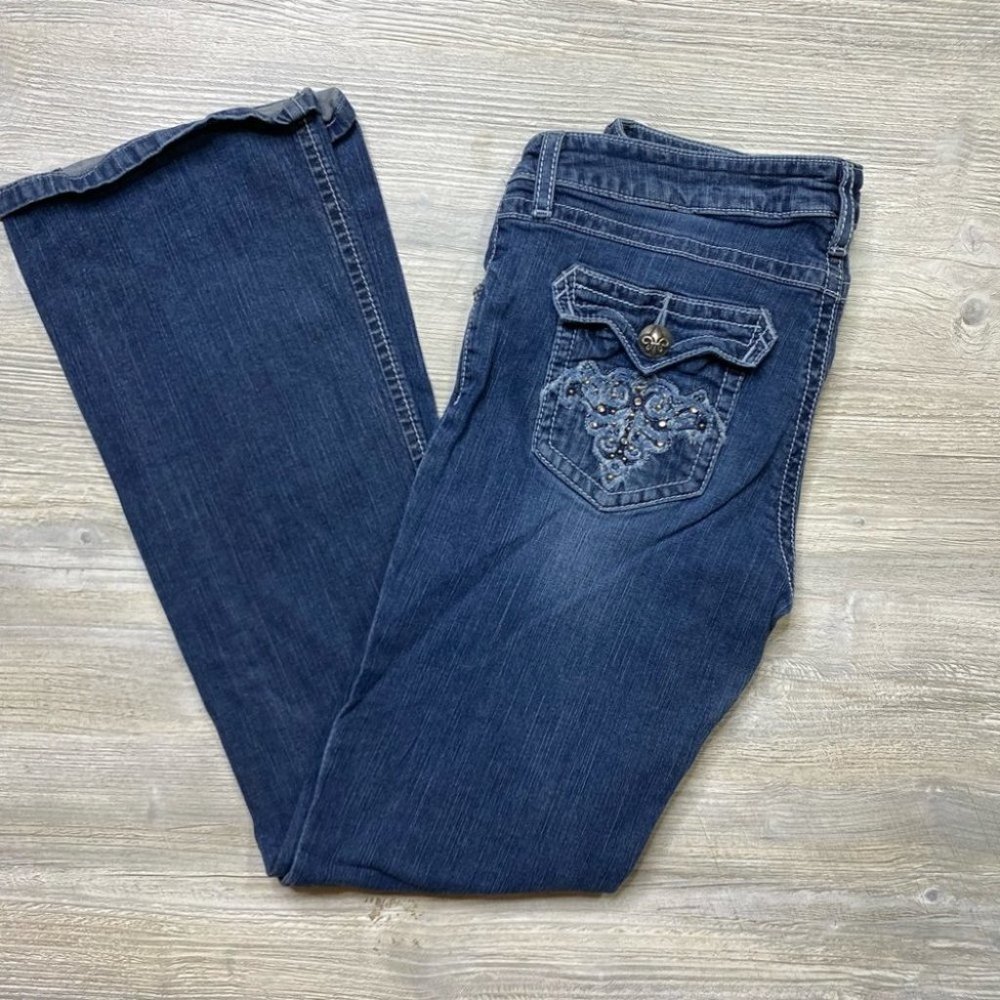 Rock 47 by Wrangler Ultra Low Rise Bootcut Jeans - Picture 2 of 12